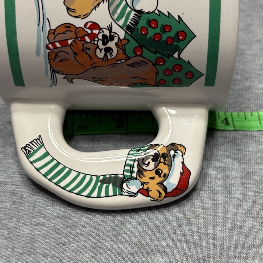 Vintage Alco Fancy Handle Teddy Bear Christmas‎ Stocking Mug Coffee Cup In Box - Picture 6 of 8